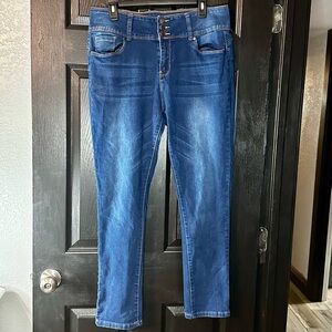 Bamboo denim jeans blue skinny fit stretch size 17 High Waist 3 Button